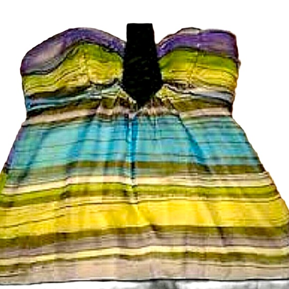 Bebe Striped Silk Halter Top SUMMER FESTIVAL Small - Picture 2 of 7